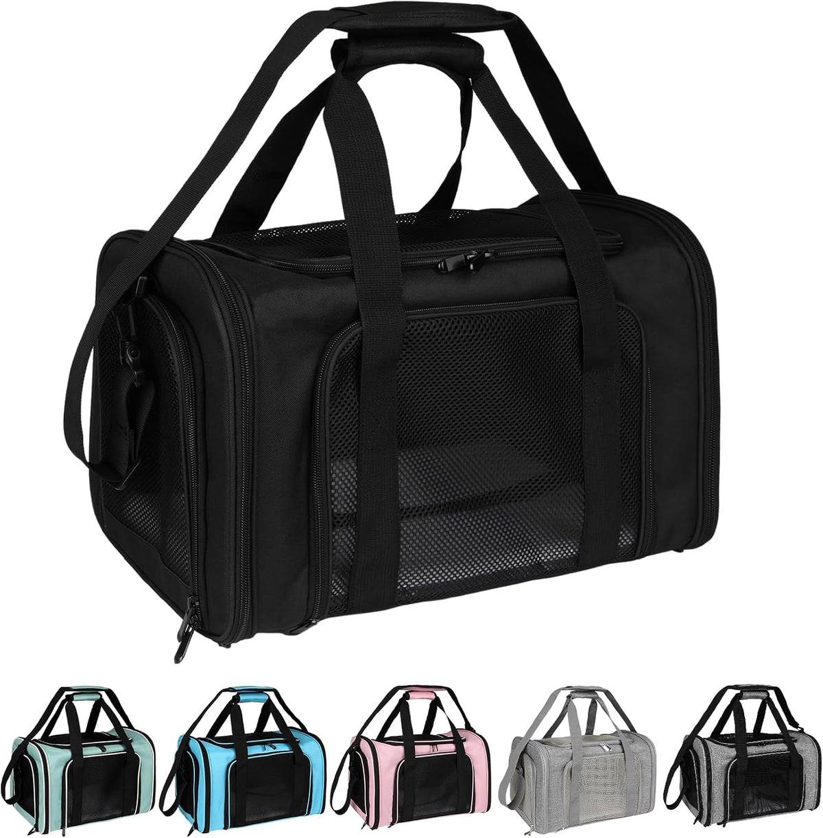 Top tasta Dog Cat Carrier Pet Carriers for Small Medium Large Cats - 20.0"L x 13.0"W x 13.0"H / Black