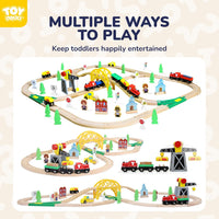 TOY Life Wooden Train Set with Crane, 60-Pc Track, Boys 3-8 – Fun for Kids & Family - 60 PCS Wooden train set - image 4