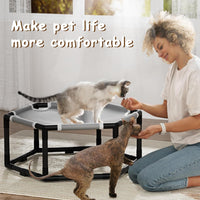 Elevated Cat Hammock Bed, Hexagon Raised Cat Swing Bed Chair Cot – Essentials for Cats - L: 23.6'' x 20.7'' x 10.6' / Grey - image 4