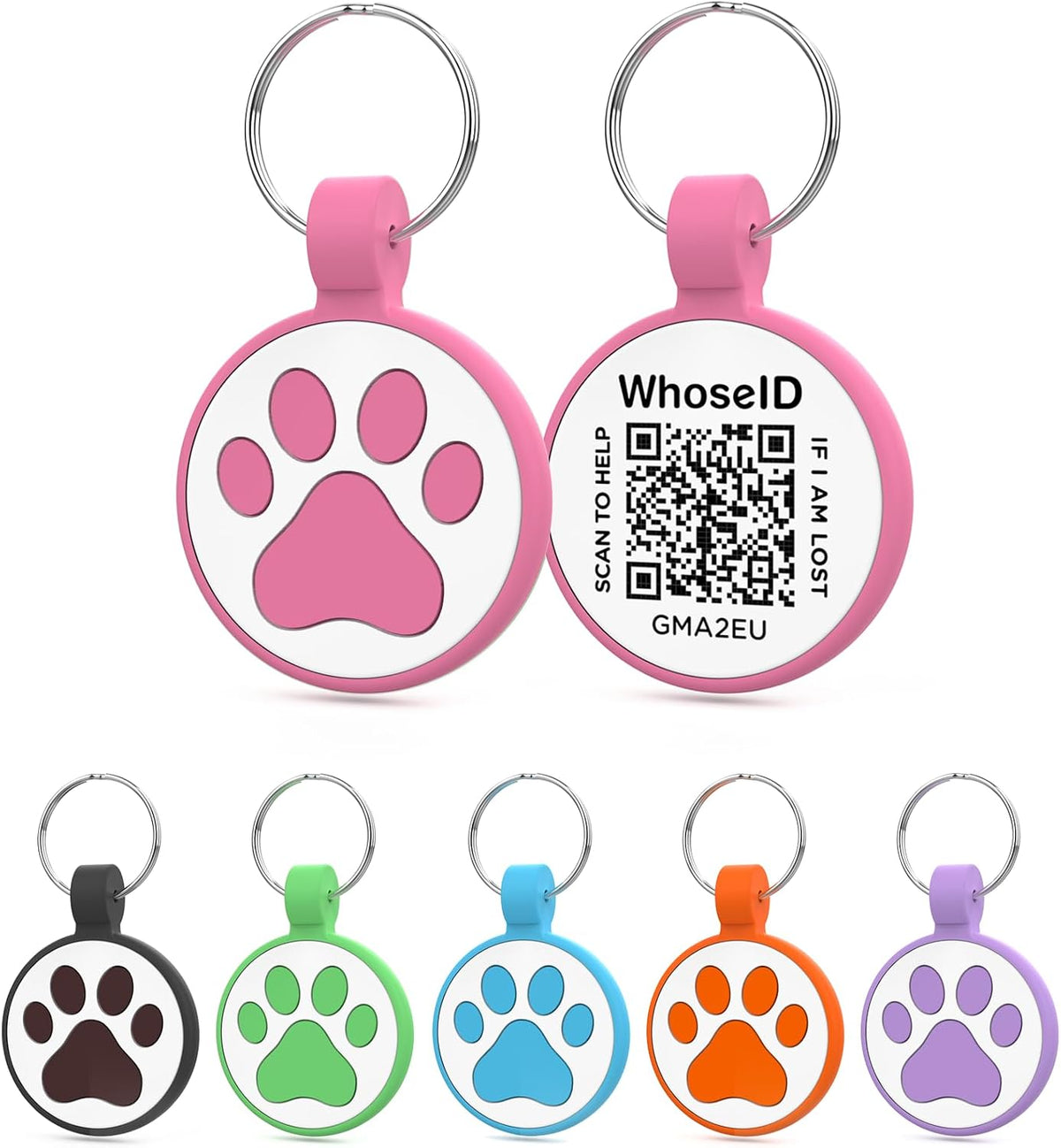 Personalized Dog Tag, Laser Engraving QR Code - Small Breeds - 1" / Rose