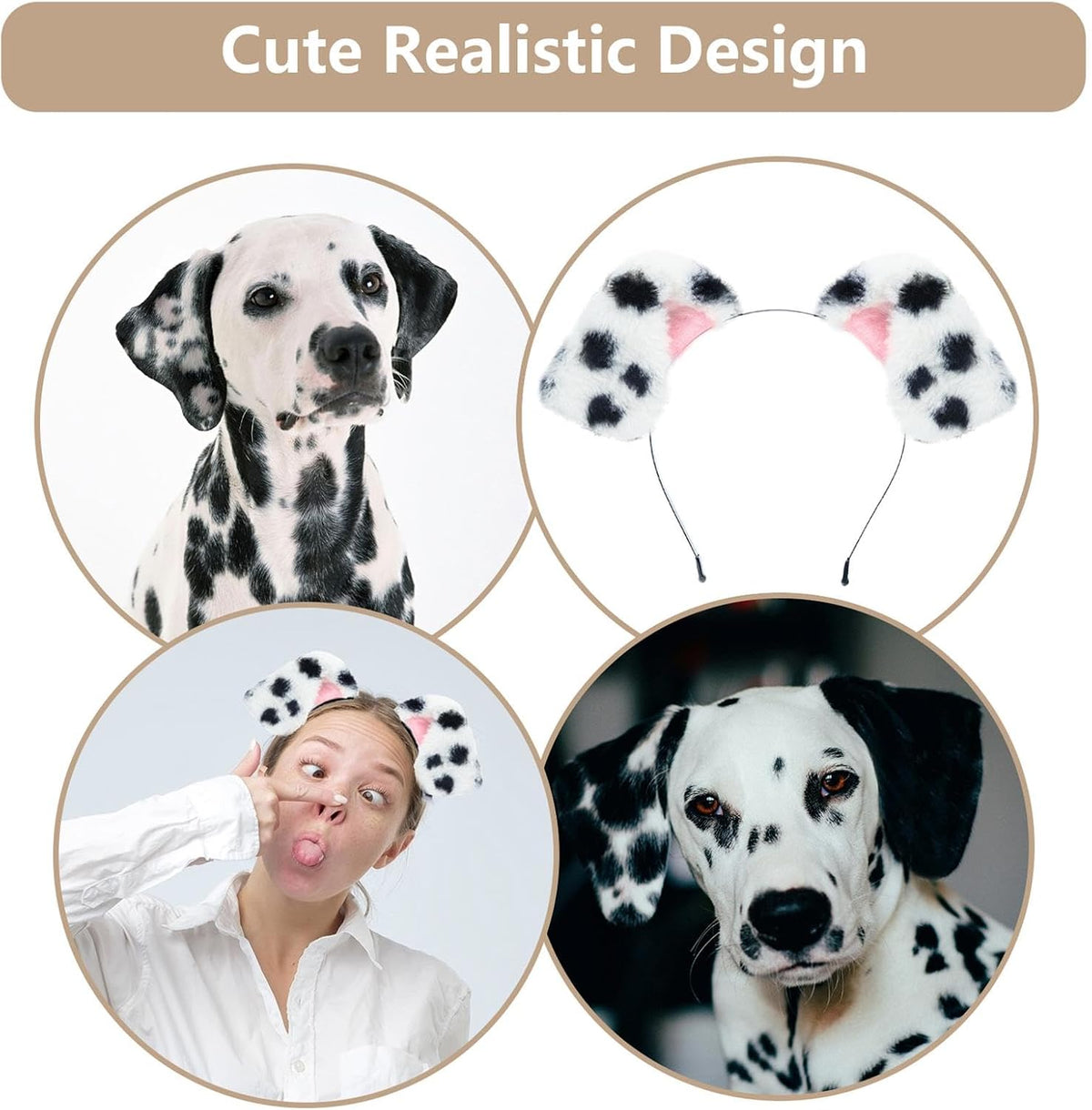 Beviliu Dog Ears Golden Movable - Pink Black White / 1 Count (Pack of 4) - image 3