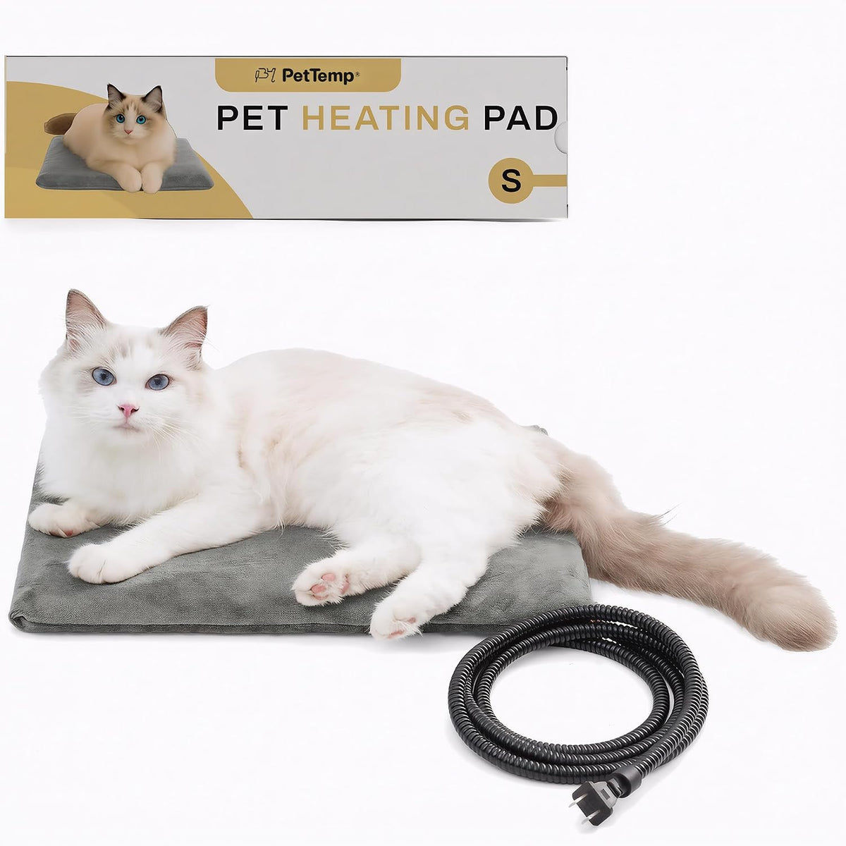 Cat Heating Pad, Heated Cat Bed, MET Safety Listed - Gray / Small: 16" x 13" x 1.6"