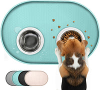 Conlun Dog Food Mat,1/2 Inch Raised Edges Cat Feeding Mat for Spill Containment,BPA-Free Silicone - 32"L x 32"W / Turquoise