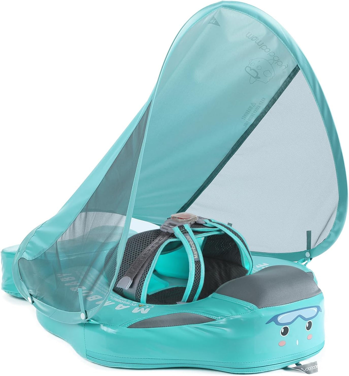 Mambobaby Float with Canopy, UPF 50+ Baby Swim Float – Fun for Kids & Family - Deluxe Green