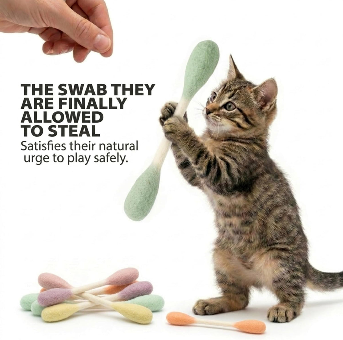 Glaciart One XXL Swabs Cat Toys with Catnip, 2 Pk - Pastel Tips / Regular - image 2