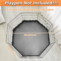 Playpen Top Cover for 24'' Width 8 Panel Pen - Black / Only Bottom Pad, Elastic Buckles Connections - image 3