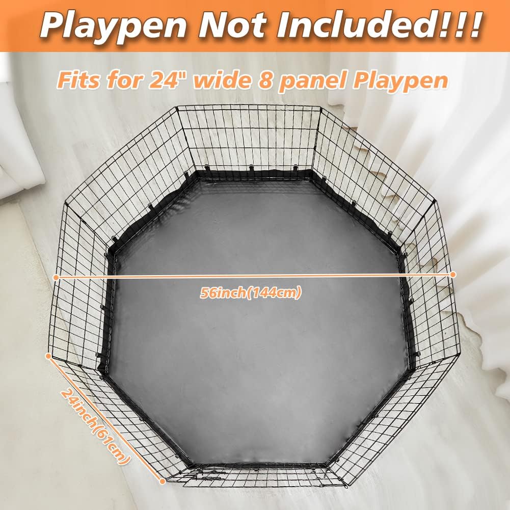Playpen Top Cover for 24'' Width 8 Panel Pen - Black / Only Bottom Pad, Elastic Buckles Connections - image 3