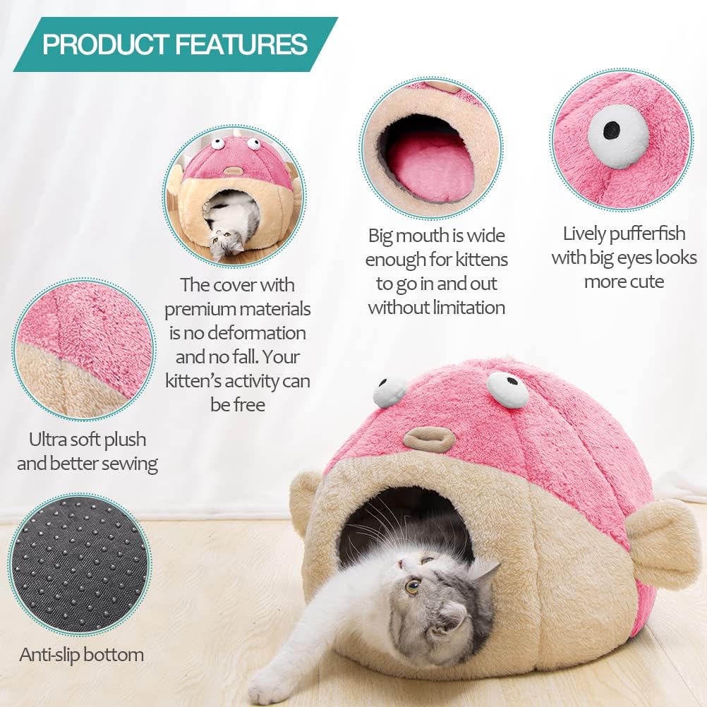 Cat Beds for Indoor Cats-Cat Bed Cave - L 16.5'' / Pink - image 3