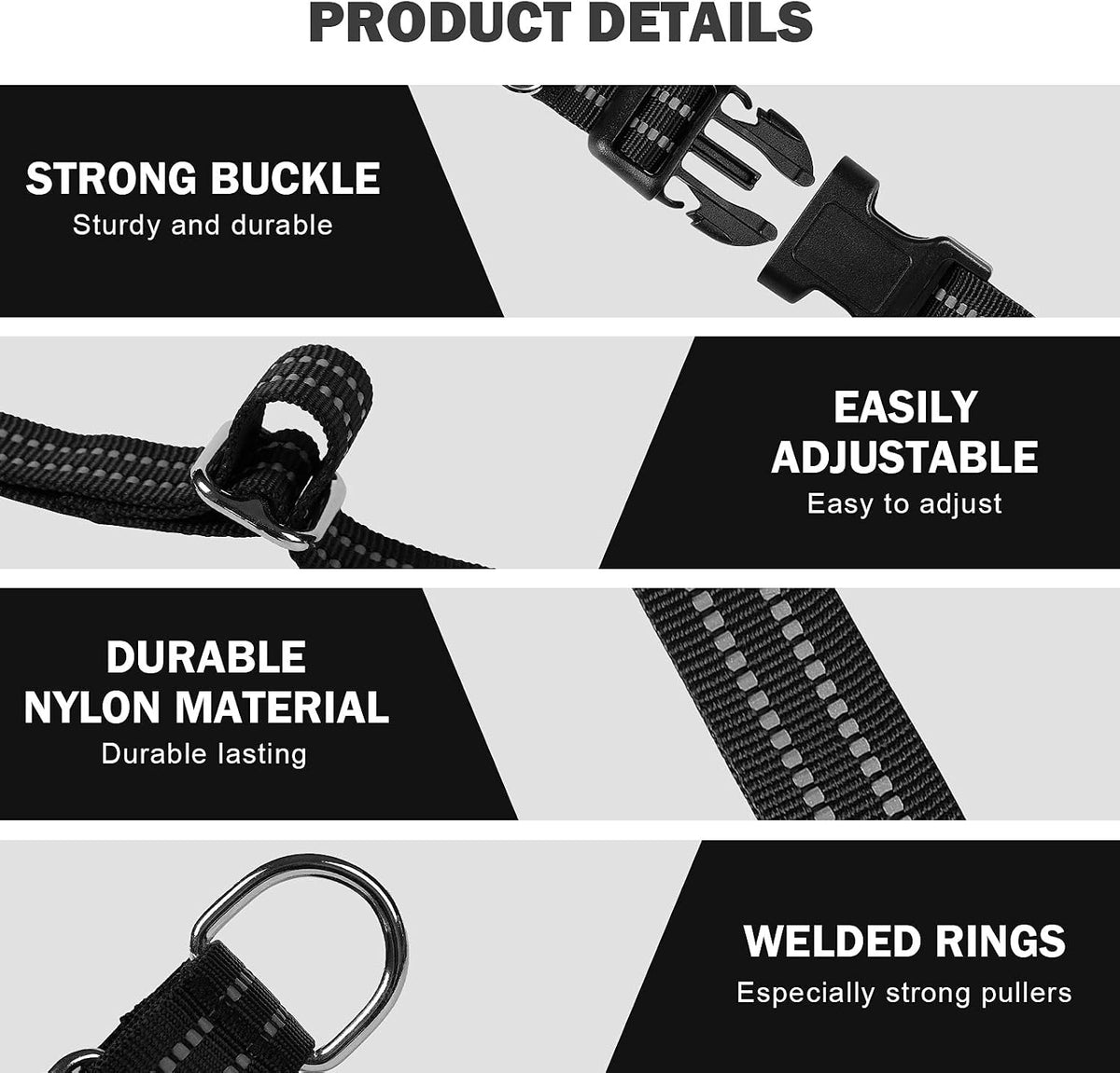 Martingale Collar for Dogs, Reflective Escape Proof, M - Black / Small - image 3