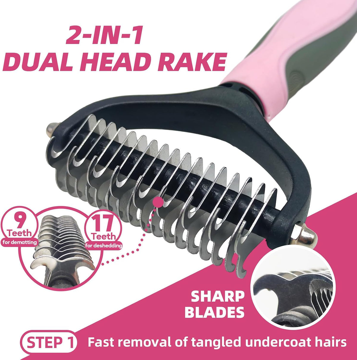 Pet Grooming Kit, Slicker Brush - A-Pink - image 2