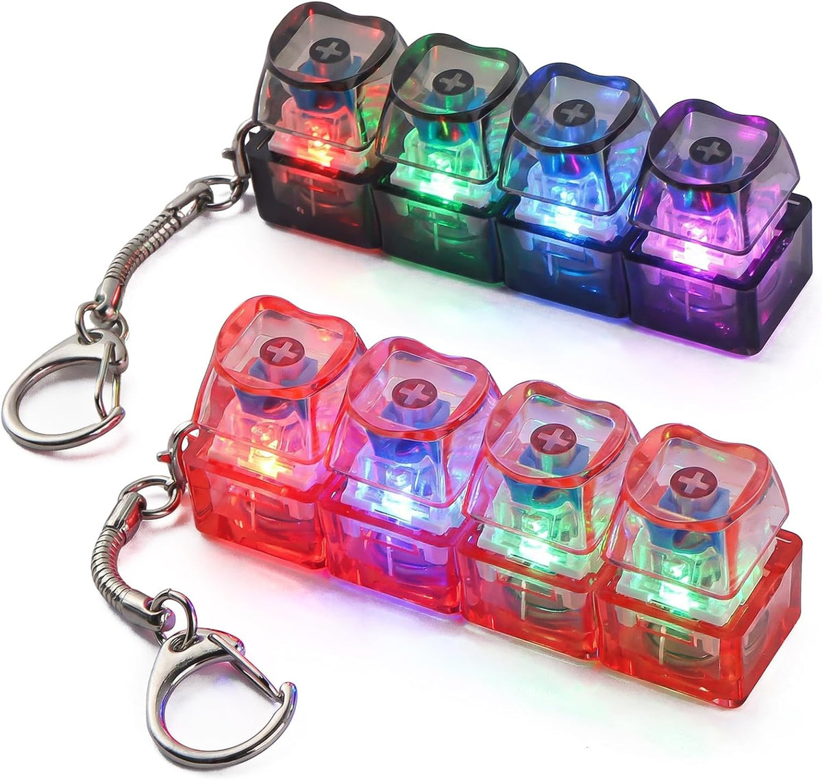 TYRIXKI 2 keyboard fidget toys, black and white heart shape clicker keychains - view 7