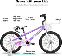 JOYSTAR Pluto 12-20" Kids Bike with Light Up Training Wheels – Fun for Kids & Family - Purple / 18 Inch with Flash Training Wheels & Kickstand - image 2