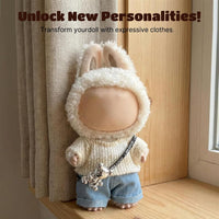 17cm Doll Clothes, Cute Dolls Outfit Accessories with Sweater + Denim Jeans + Pants, Small Kawaii - Style 4 - image 3