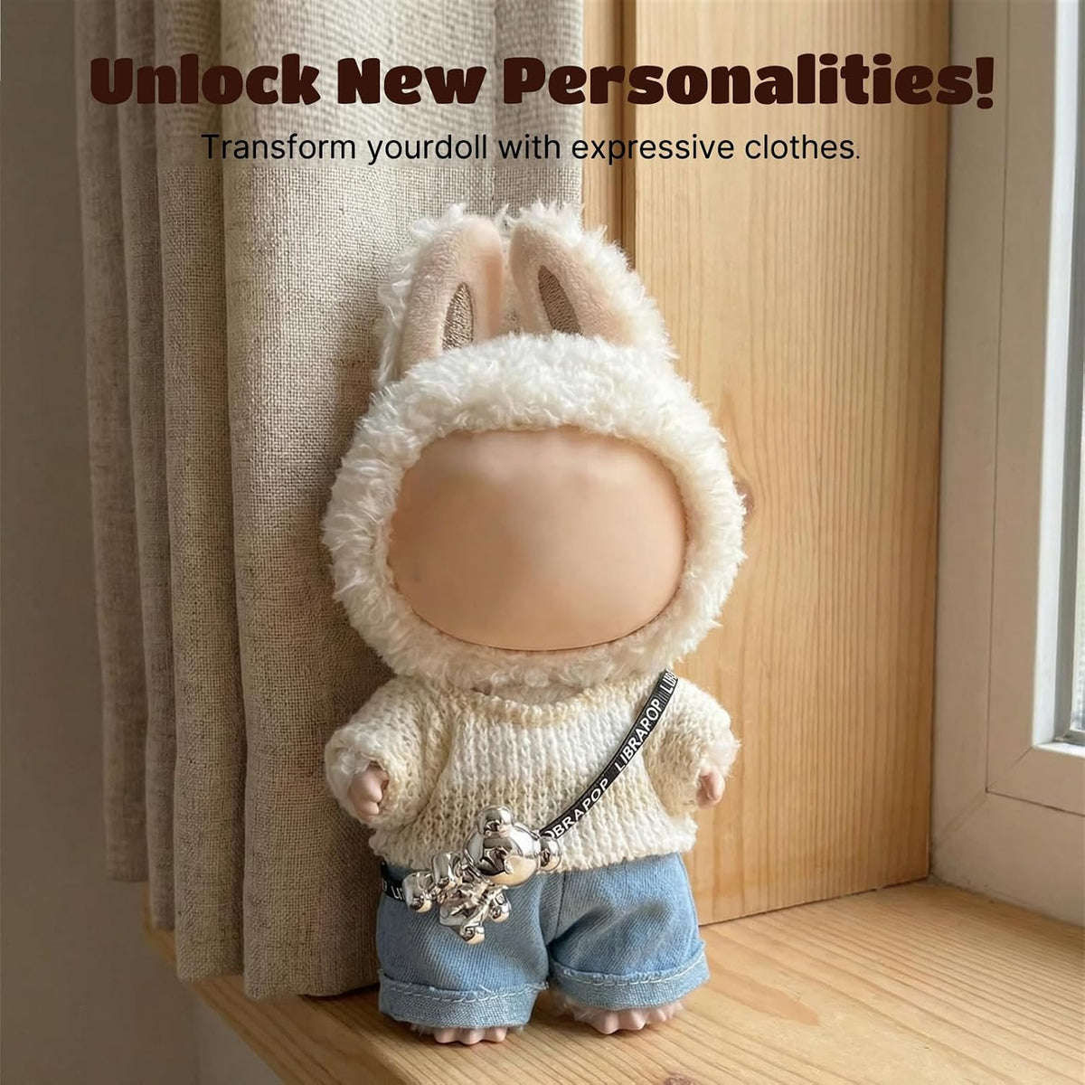 17cm Doll Clothes, Cute Dolls Outfit Accessories with Sweater + Denim Jeans + Pants, Small Kawaii - Style 4 - image 3