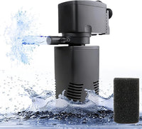 Fish Tank Filter for 15-40 Gallon Tank, 160 GPH Crystal Clear Powerful Internal Aquarium Filters Submersible Pump& Filter System for Fish Tank & Turtle Tank