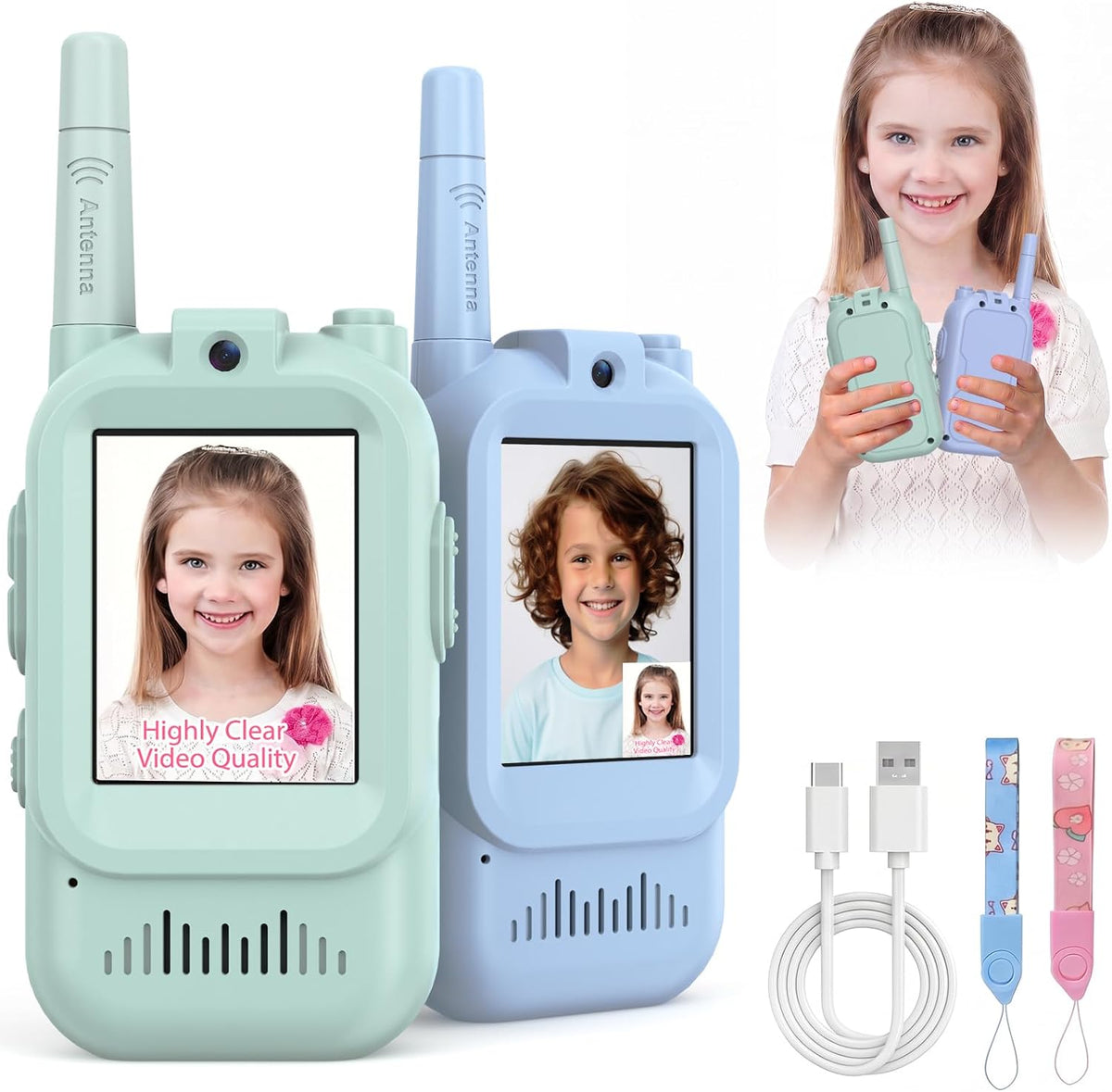 Video Walkie Talkies for Kids - Blue+Green