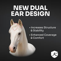 Kensington 90% UV Fly Mask Halter CatchMask UViator - Without Ears & Forelock Freedom Web Trim *Roomy Fit*- Large, Imperial Jade
