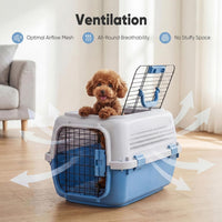 DUMOS 23" Hard-Sided Pet Carrier for Small Pets - Blue / 22.4"L x 14.6"W x 13.0"H - image 2