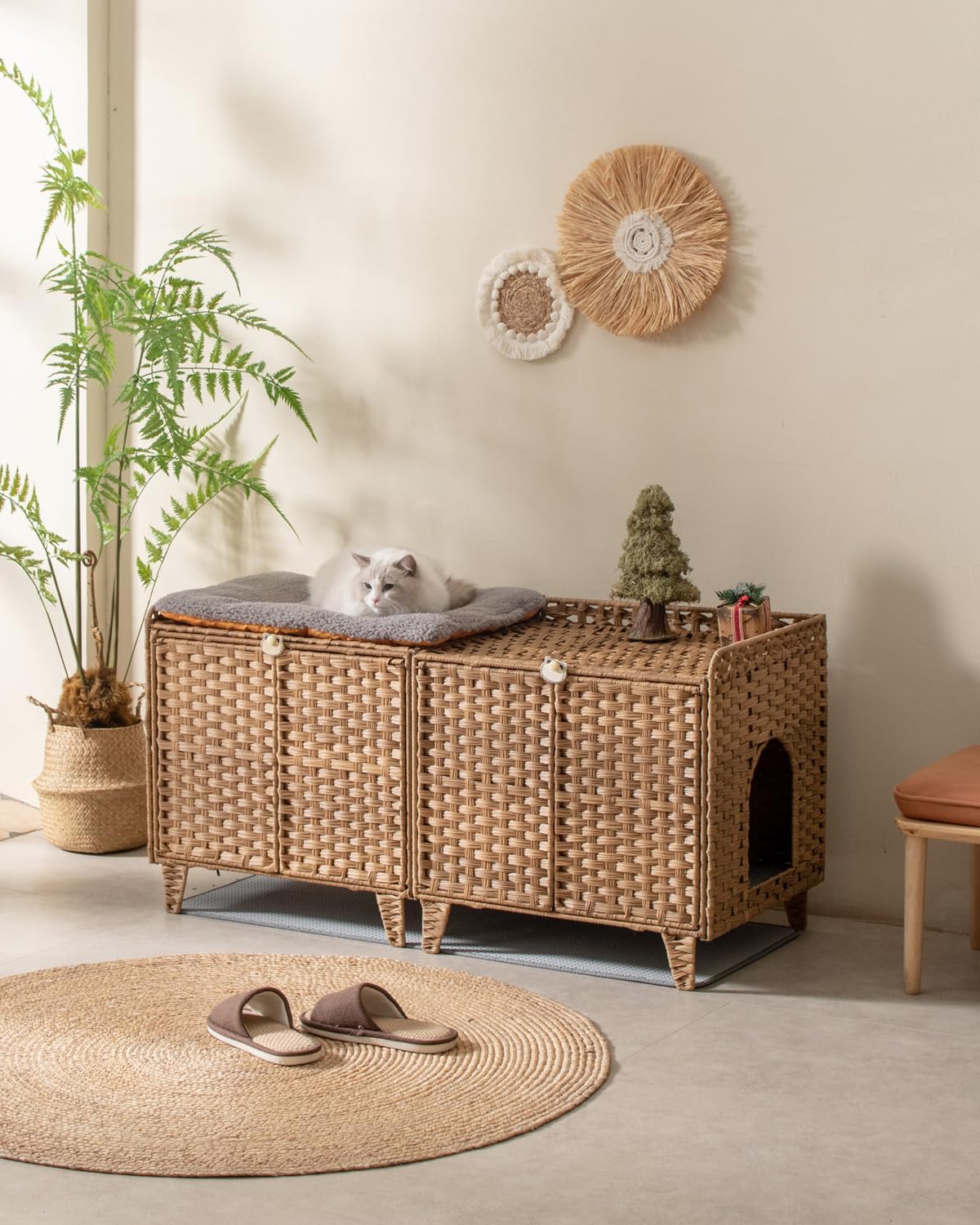 Cat Litter Box Enclosure Hidden Litter Box Furniture - Extra Large / Natural - image 2