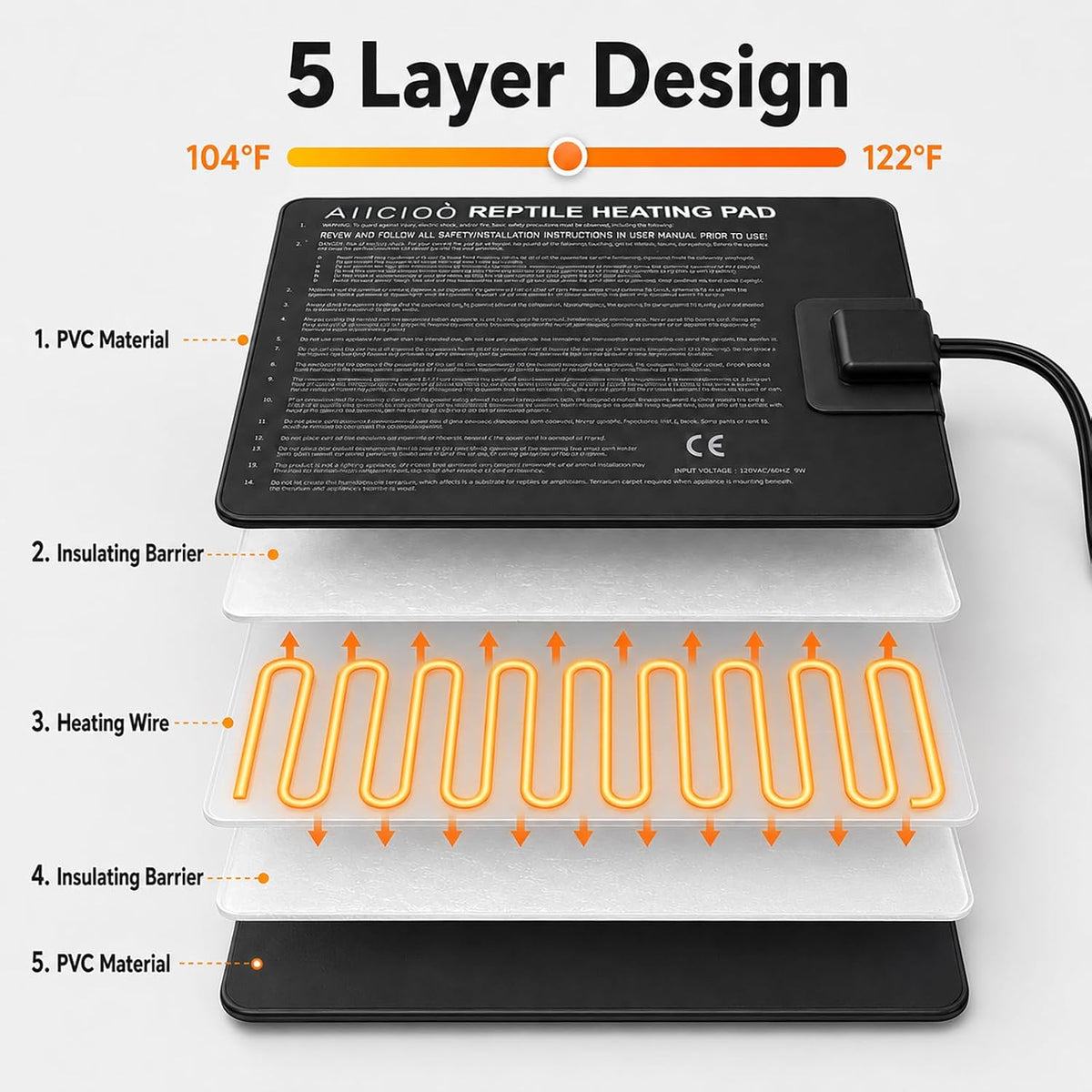Aiicioo Reptile Heating Pad - 6" X 8"(8W) - image 3