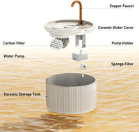 DOOOB Ceramic Cat Water Fountain - Beige Ceramic Cat Fountain - image 2