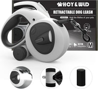 4-in-1 Retractable Dog Leash with LED Light & Dispenser & Poop Bags – Essentials for Dogs - Medium