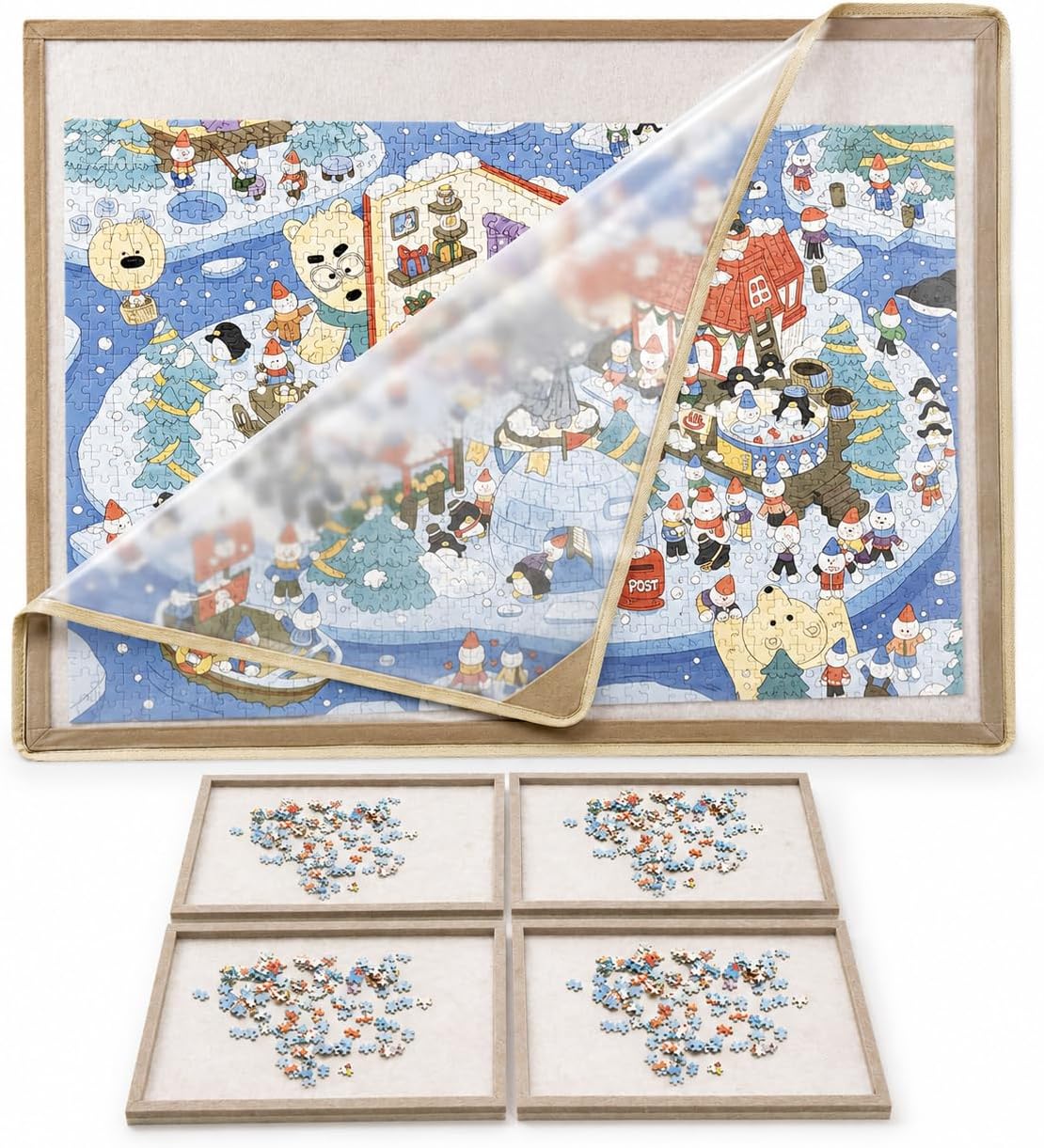 Yunihome puzzle board for 1000 pieces with 4 sorting trays and protective cover - view 4