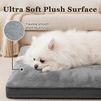 Large Plush Dog Bed for Crate with Washable Cover, 35x22 - 23.0"L x 17.0"W x 3.0"Th / Grey - image 2