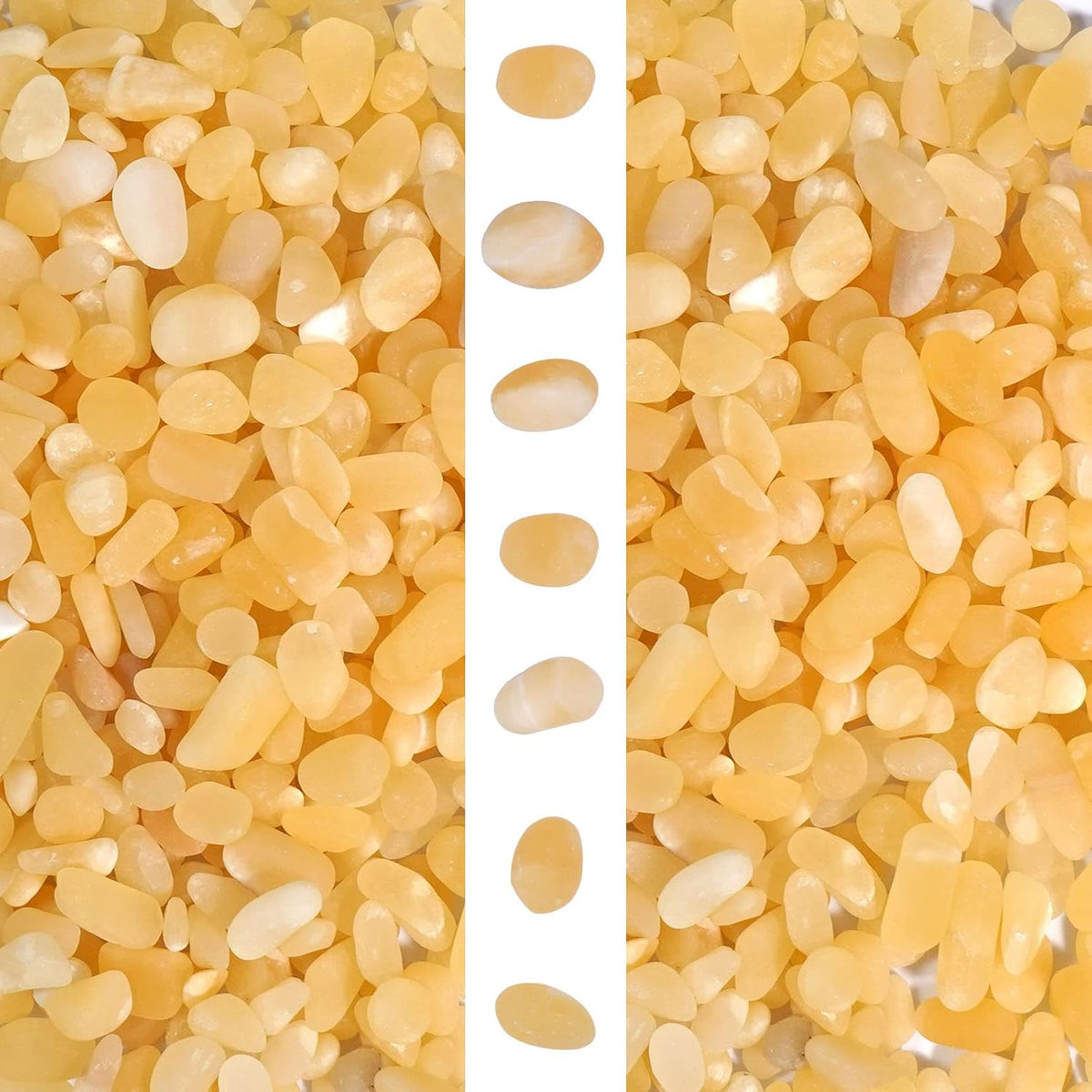 gemshan 2lb Rose Quartz Chips Natural Crushed Crystal Chip Bulk - Yellow Jade