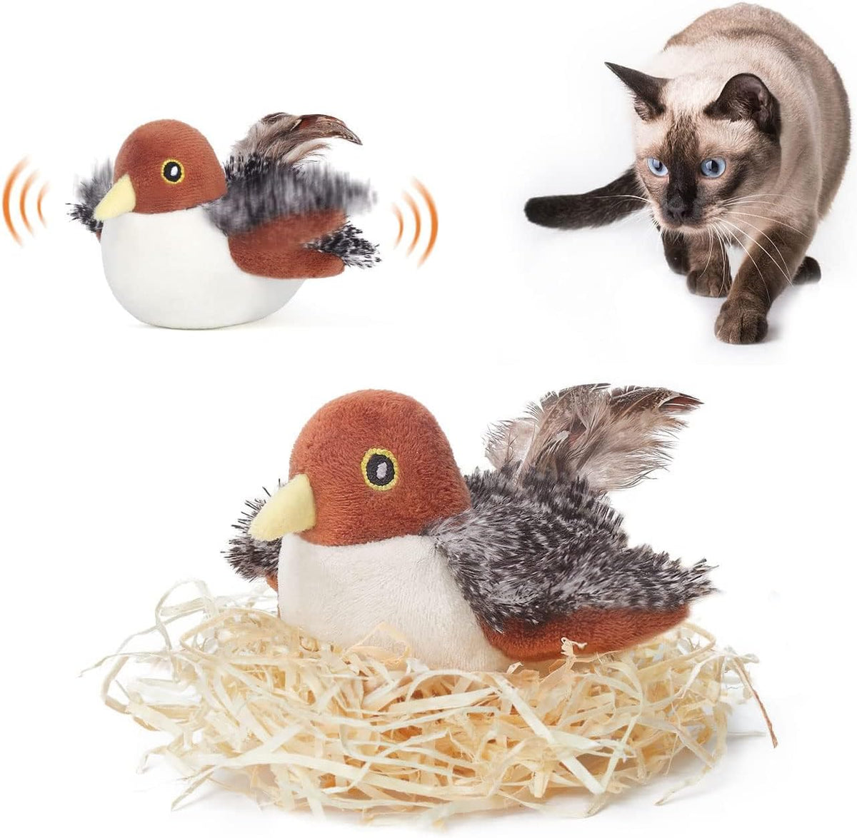 Potaroma Cat Toys Rechargeable Flapping Bird Sparrow - 4.0 inches / Sparrow