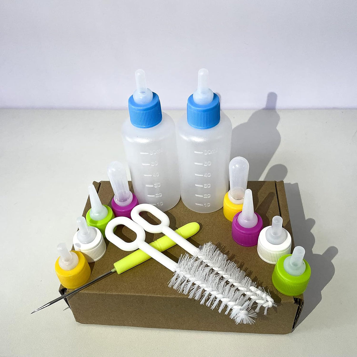 Pet nursing bottle kit with 2 squeeze bottles, 10 silicone nipples and brushes - view 4