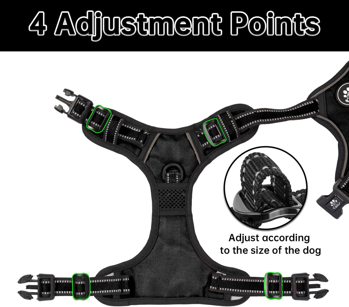NESTROAD Dog Harness for Medium Sized Dog - Black / X-Large - image 2