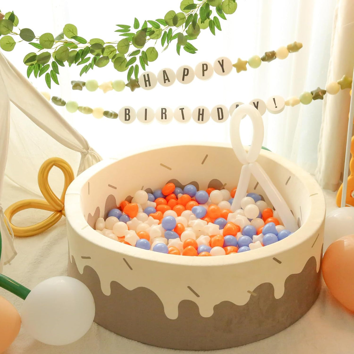 TRENDPLAY Ball Pit Balls Star and Heart Shapes for Toddlers - Beige Orange Blue / 200 - image 2