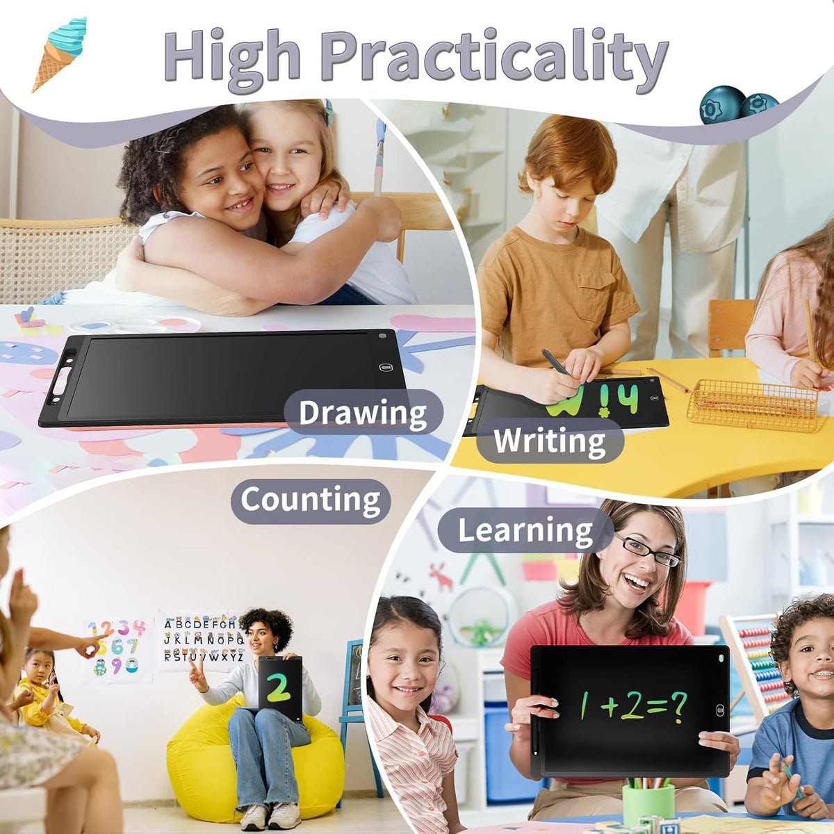 [2 Pack] Genialba LCD Writing Tablet 10-Inch Colorful Doodle Board - Black / 8.5 Inch / 1 - image 2
