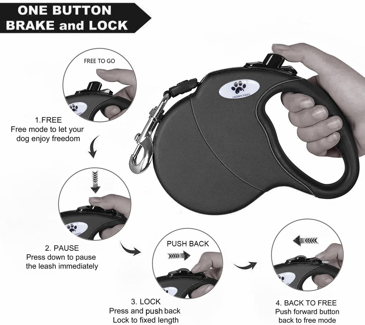 16ft Retractable Dog Leash for Large Breed Dogs up to 110 lbs - Small / Black - image 3