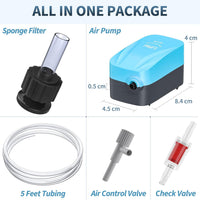 Pawfly Aquarium Air Pump with Nano Bio Sponge Filter Kit Air Control - 3-10 Gal - image 3