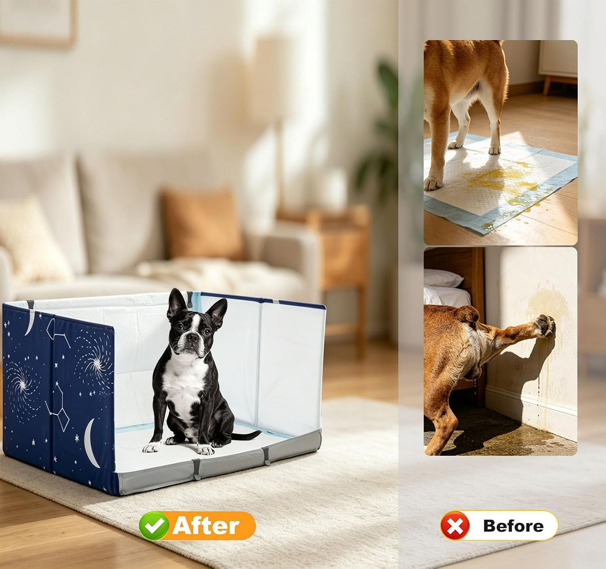 Dog Litter Box with High Walls - Blue star / M-36''Lx23.6''Wx16''H - image 2