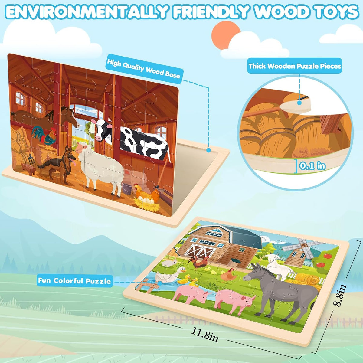 LACCHOUFEE 4-pack wooden puzzles for kids ages 3 to 5 - view 9