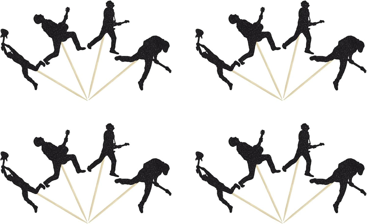 Gyufise 24Pcs Dance King Cupcake Toppers Glitter Jazz Dancers Happy - Dark Black - image 3