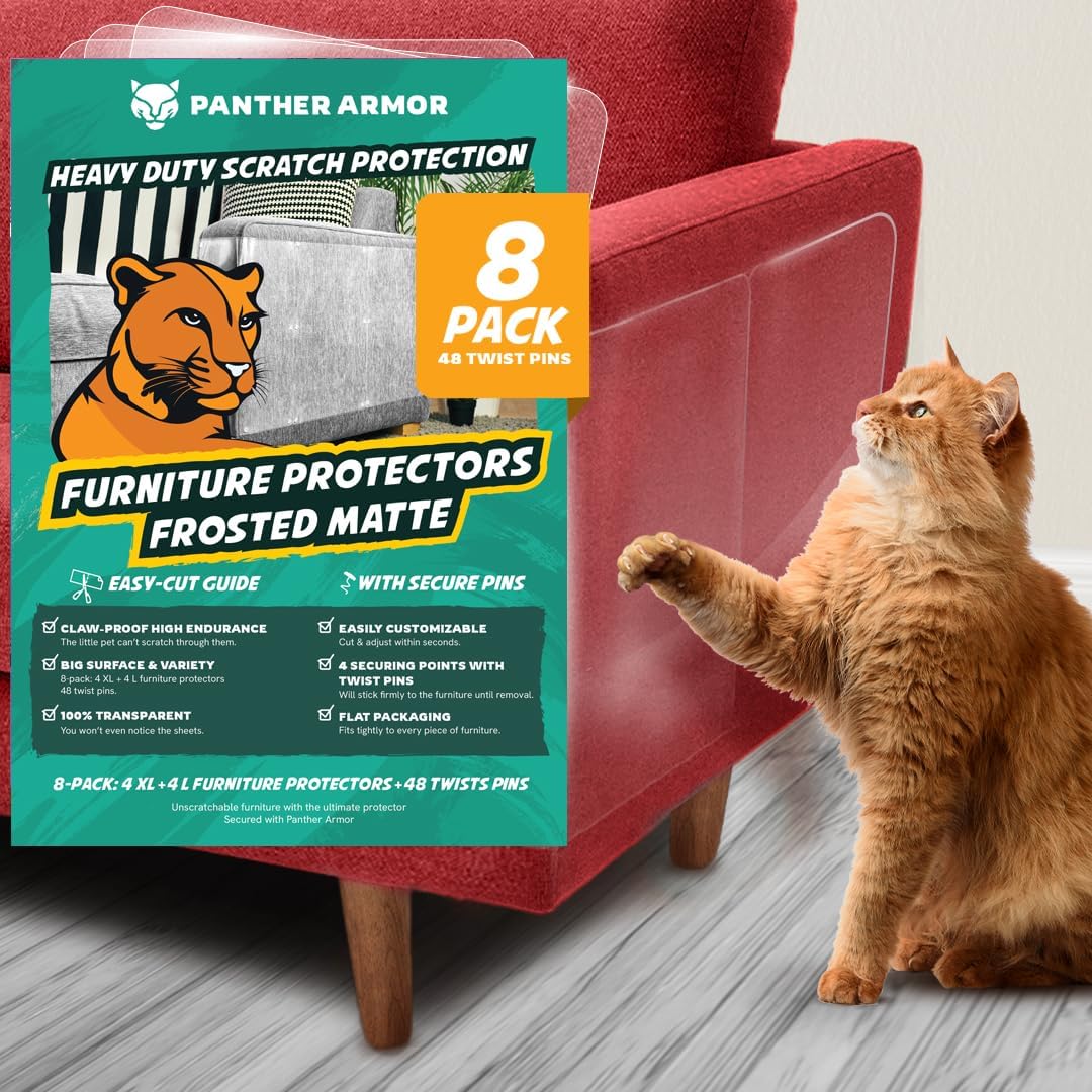 Panther Armor Cat Furniture Protector - Matte (1-Side Furniture Protector) / 8 Sheets