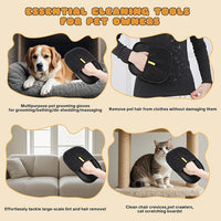 Pet Hair Removal Gloves for Cats & Dogs – Reusable Grooming Glove with Static Charge to Remove Fur from Furniture, Carpet, Car Seats & Clothes – Upgraded Pet Hair Remover Mitt(2PCS)