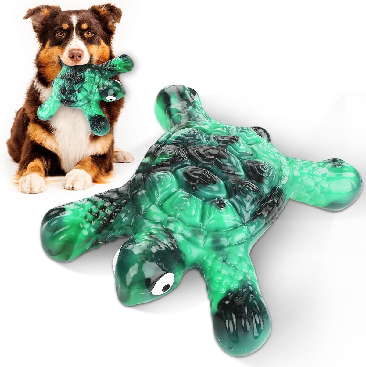 Letsmeet Plush Dog Toy with Crinkle Paper and Ropes - Green1