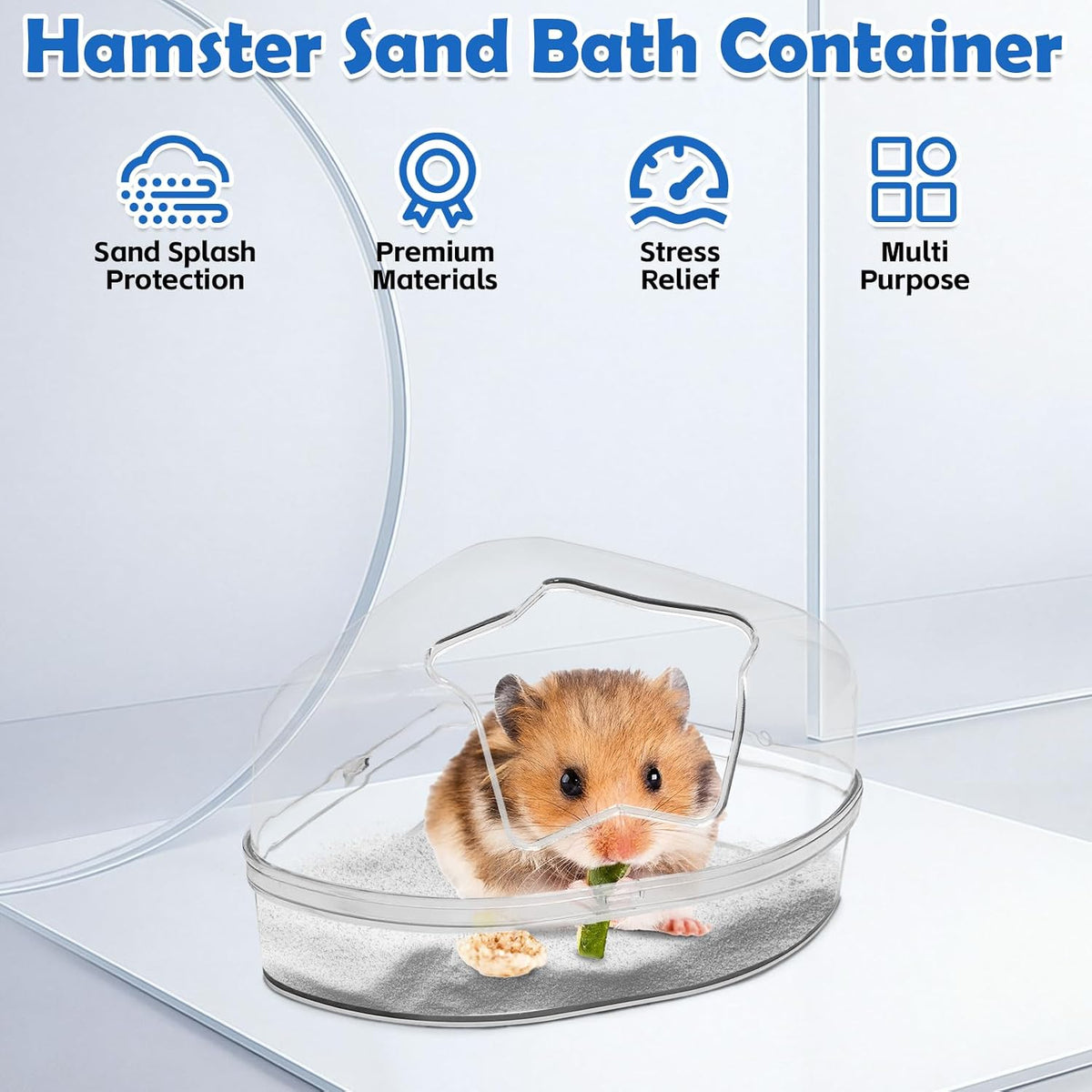 PINVNBY Large Hamster Sand Bath Container Chinchilla Dust Bathroom - Medium: Star-Shaped Opening - image 3
