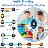 Kids Smart Watch Gift for Boys Ages 3-12, IP67 Waterproof, 32 Puzzle Games, HD Touchscreen Dual Camera Vedio Pedometer Music Player, Kids Watch Toy Birthday Gifts for Boys Ages 5 6 7 8 9 10 (Blue)
