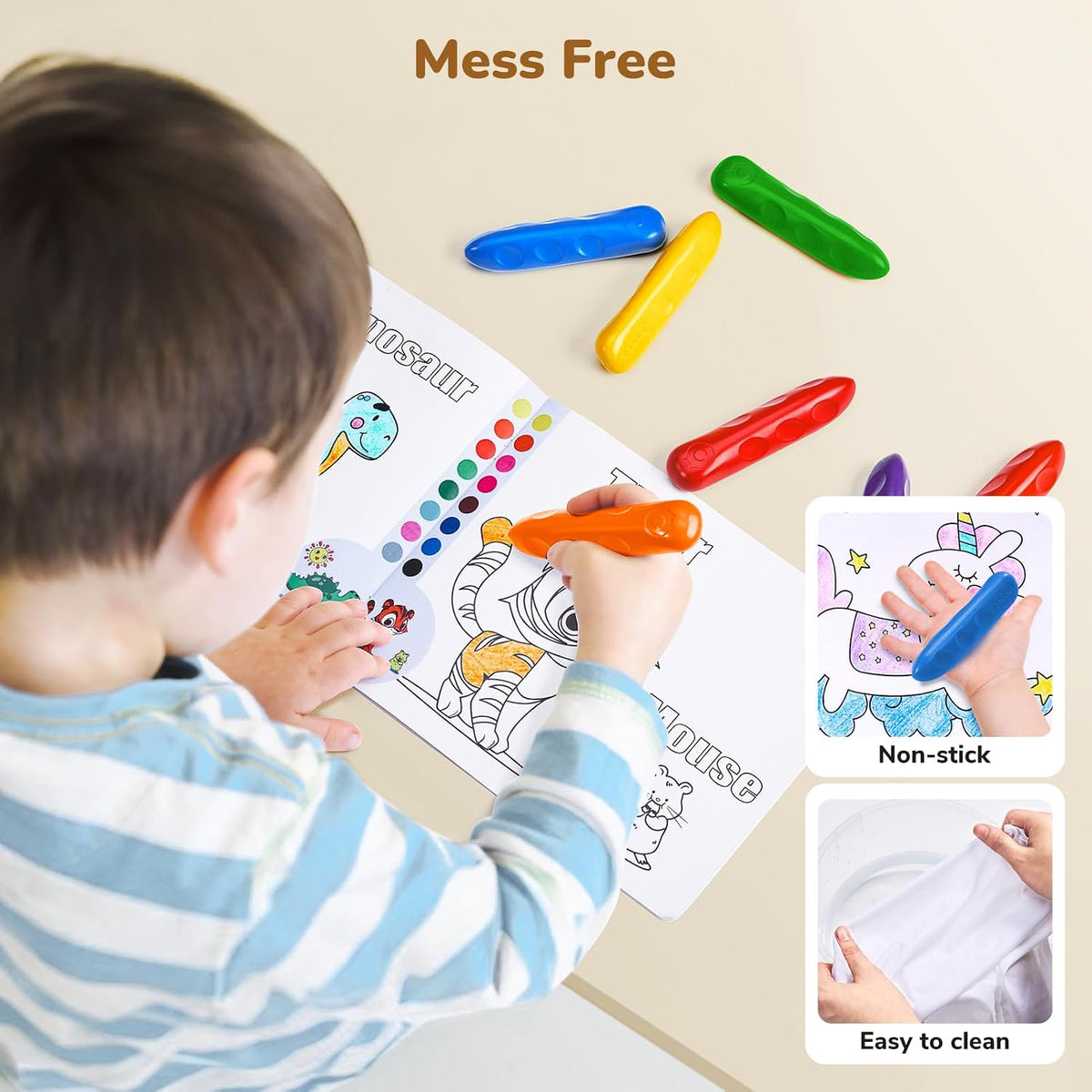 JoyCat 30 count jumbo triangle crayons for toddlers in 6 colors - view 3