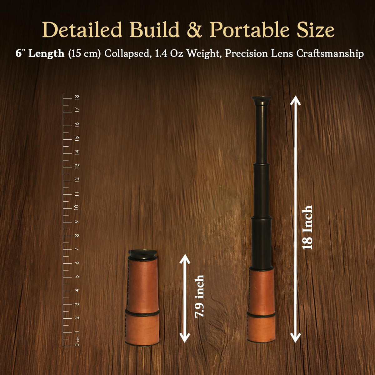 NauticalMart 18 inch handcrafted brass nautical spyglass telescope with leather wrap - view 4