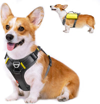 Fida Dog Harness, No-Pull Pet Vest with Saddle Bags Backpack - Medium (Neck:17"-23";Chest:22.5"-27") / Black