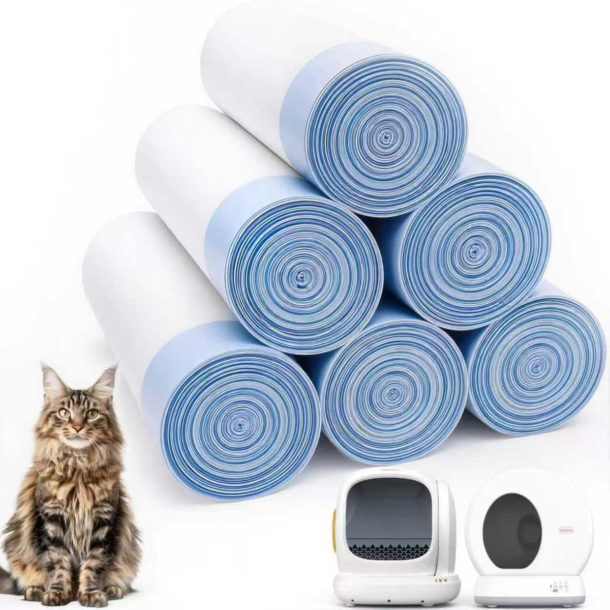 120 Count Pre-Seperated Self-Cleaning Cat Litter Box Liners Bag - Blue #2