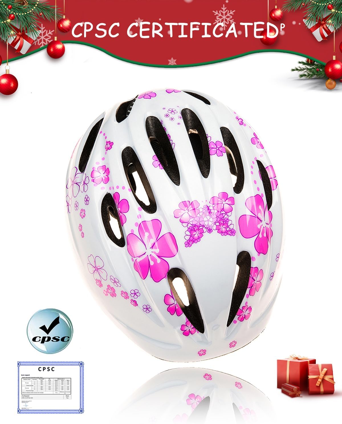 BeBeFun girls bike helmet in pink with 12 air vents and adjustable fit knob, ages 3 to 10 - view 23
