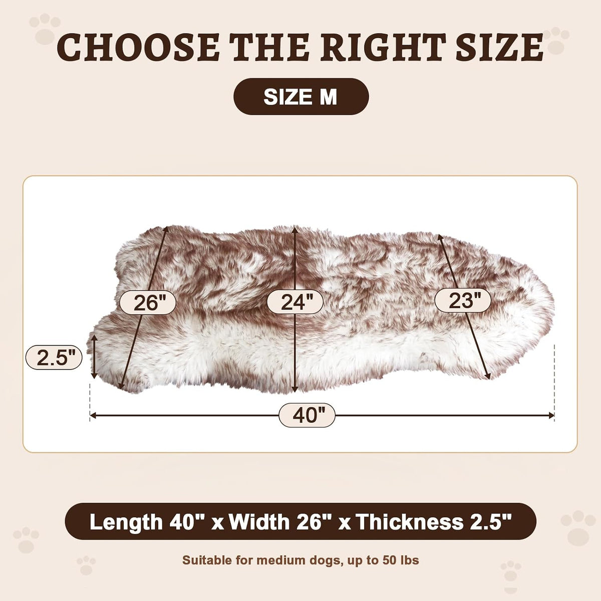 Faux Fur Dog Bed Rug for Large Dogs - Brown / Medium, All Breed Sizes1 - image 2
